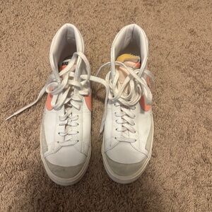 Nike White and Pink High-Top Blazers